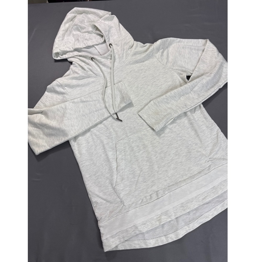 Adrienne Vittadini Sport Heather Gray Mesh Trim Pullover Hoodie Small